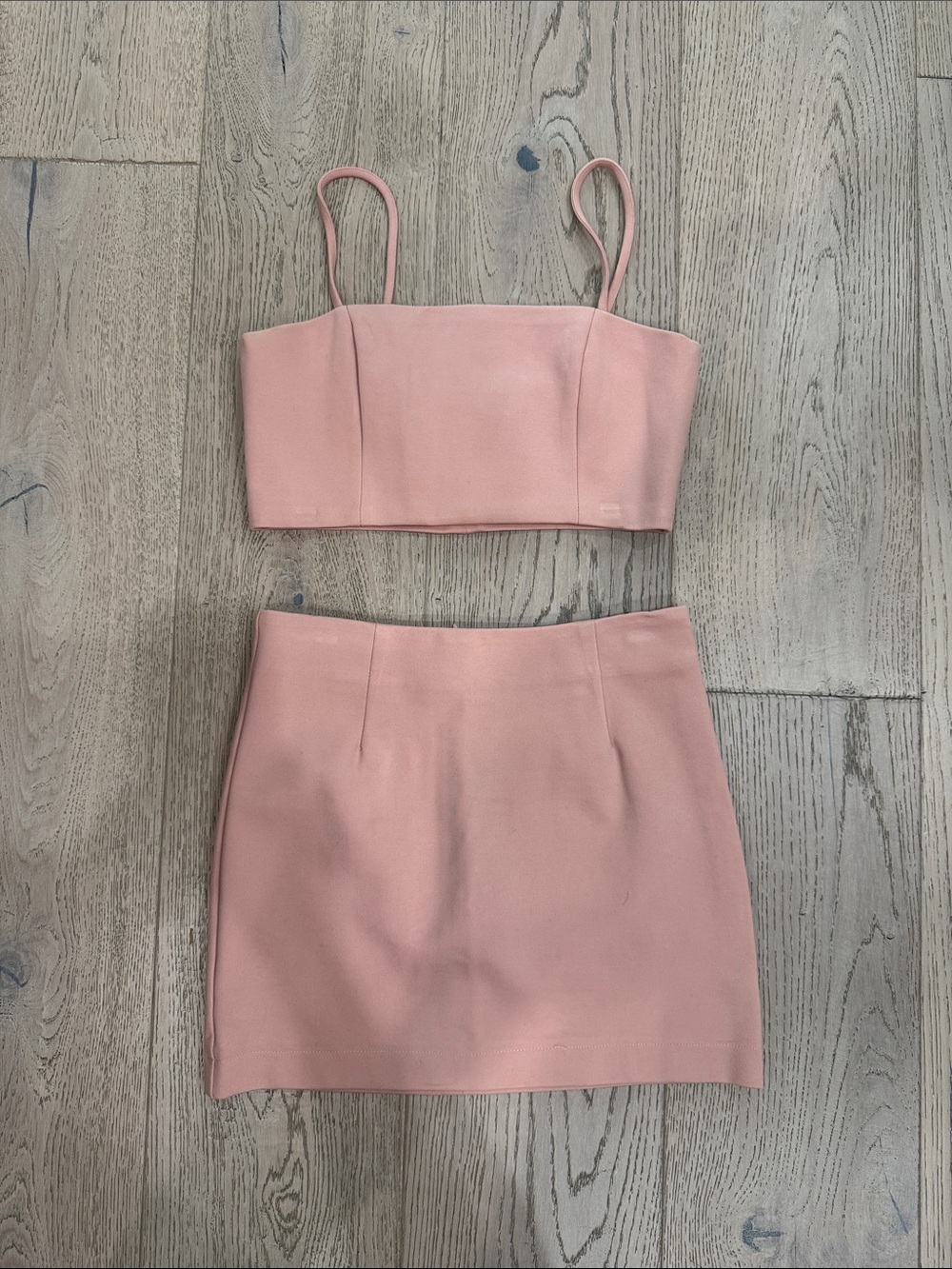 by the way. Dusty Pink Two-Piece Mini Skirt Set